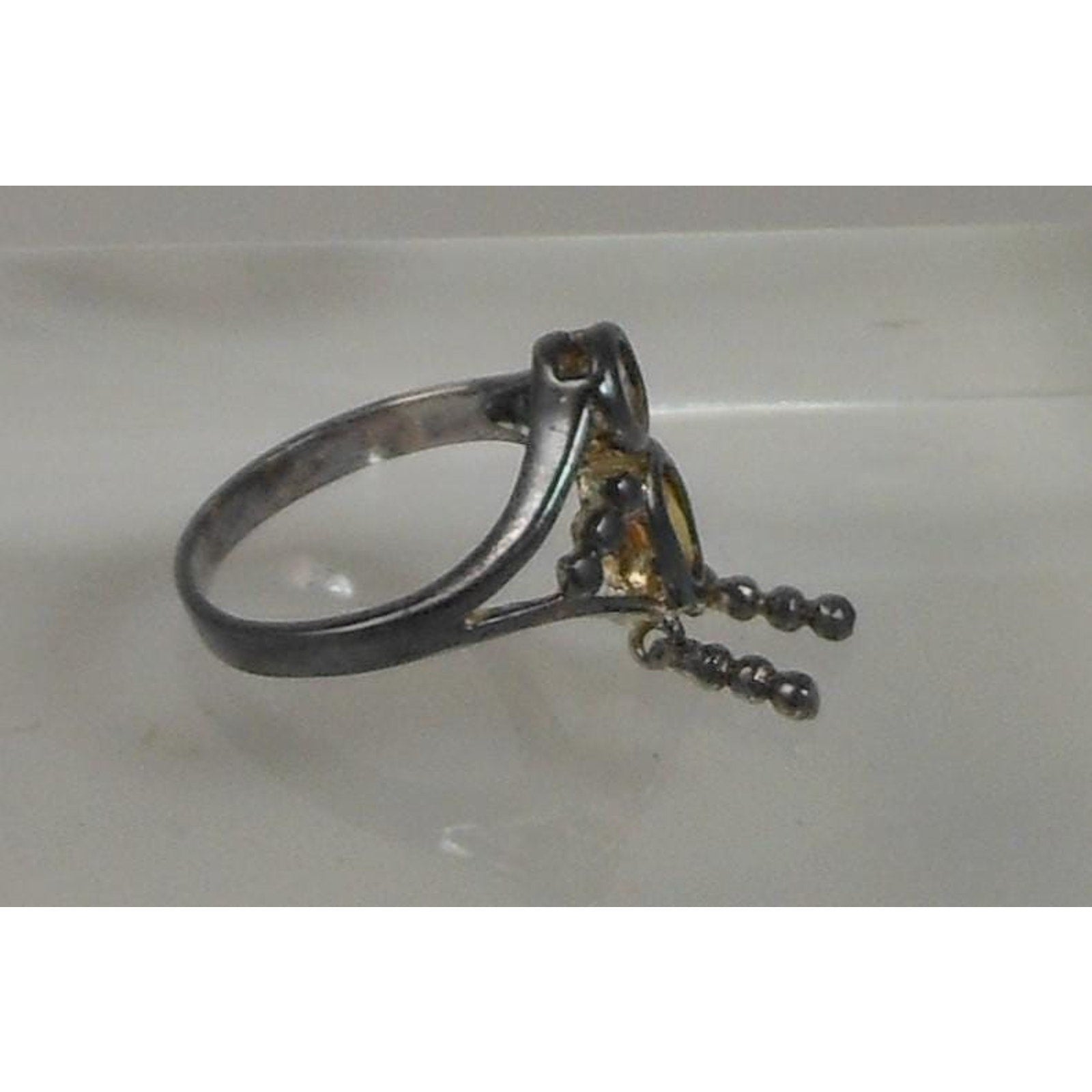Vintage Sterling Silver Charm Ring Mother Grandmother Baby Sim Diamond Size 6 - HoneyThomas.com