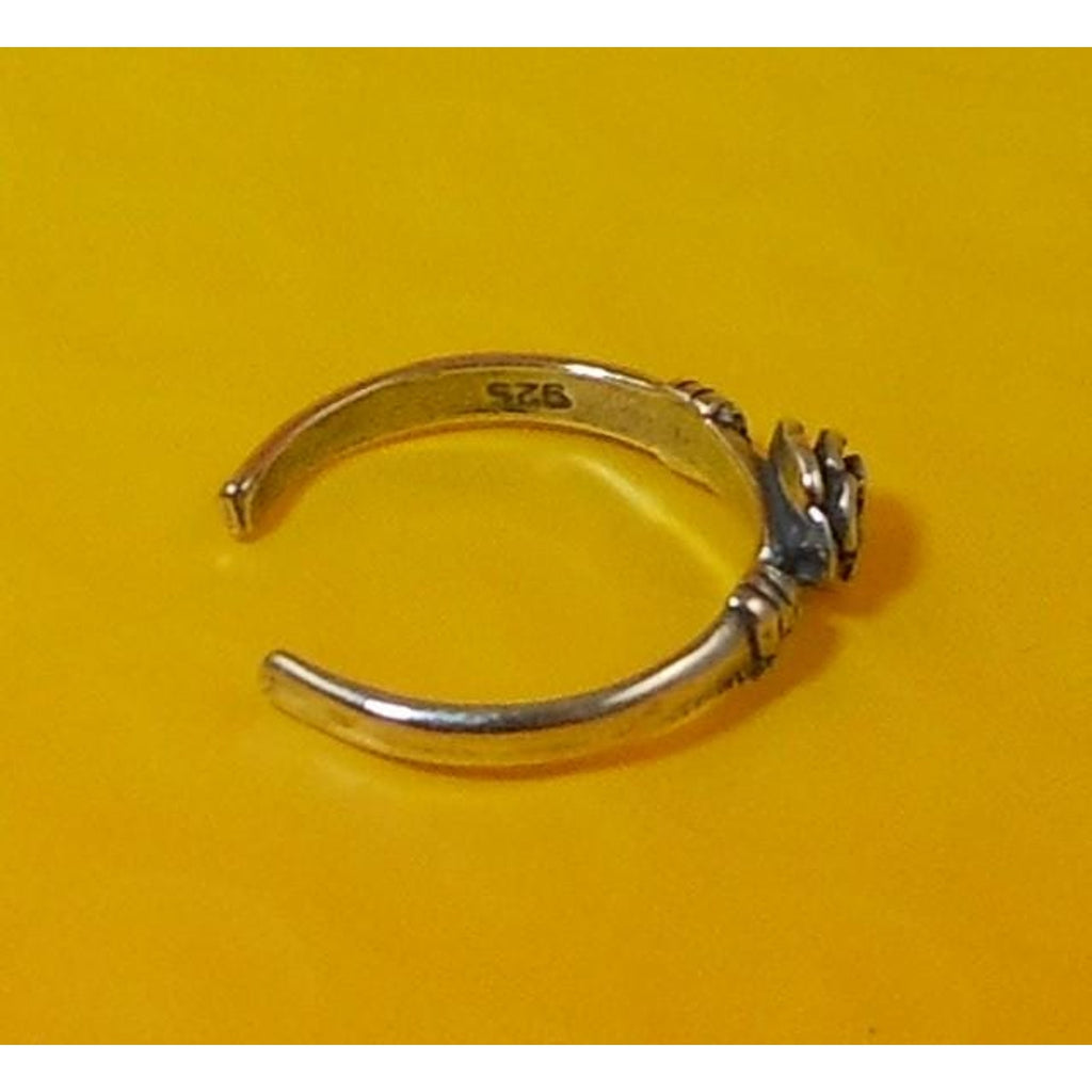 Vintage Sterling Silver Rose Flower Toe Ring – Handcrafted Unique Boho Jewelry