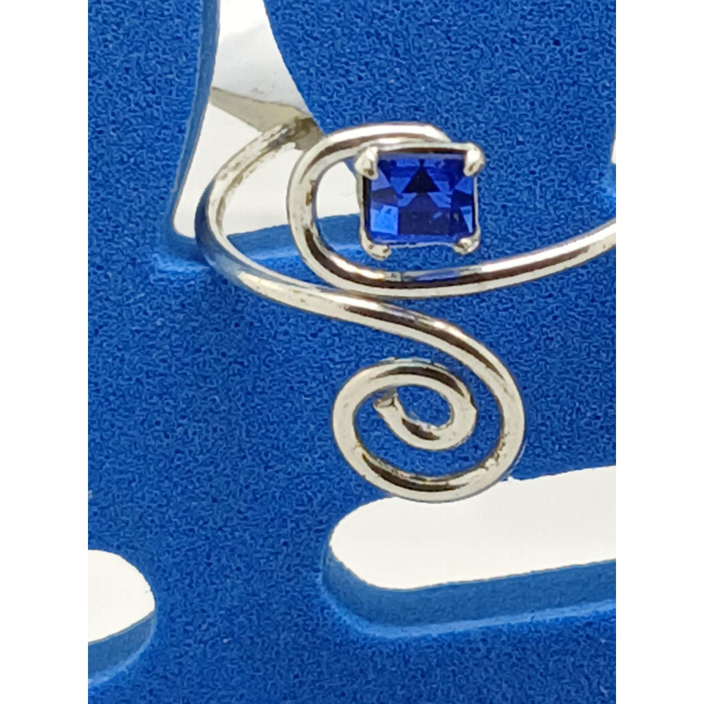 Sexy Blue Crystal Rhinestone Toe Ring Adjustable Size Sterling Silver Gift Boxed