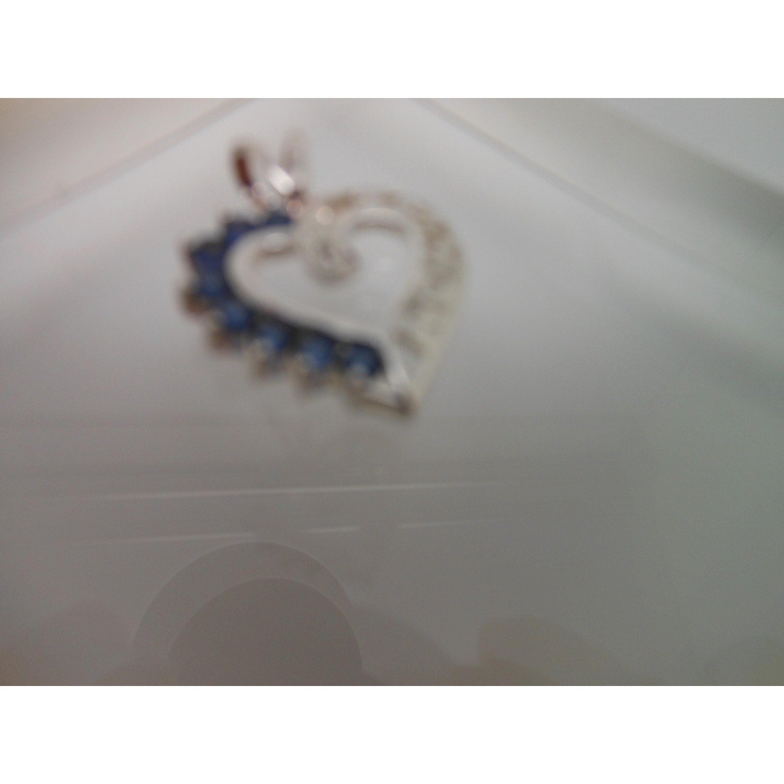 Vintage 1990's Beautiful Sterling Silver I Love Mom Necklace Pendant Sapphire CZ - HoneyThomas.com
