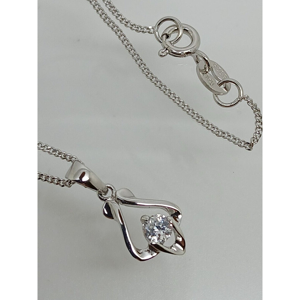 925 Sterling Silver Simulated Diamond Pendant Necklace Minimalist Petite - HoneyThomas.com