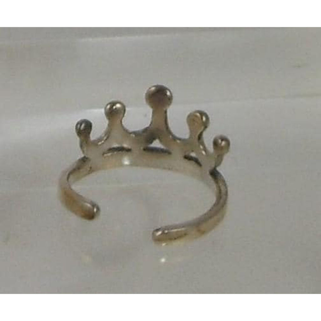 Vintage Sterling Silver Crown Queen Princess Toe Ring NOS 925 1.6g Thailand Made - HoneyThomas.com
