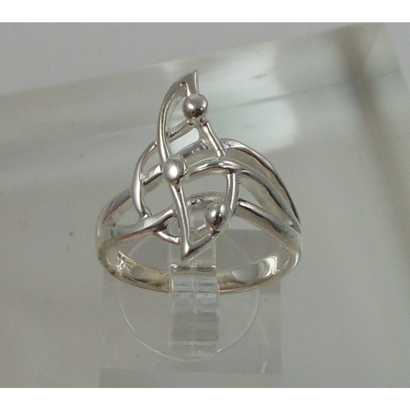 1990's New Unique Vintage Handmade 925 Sterling Silver Artistic Ring Size 7.5