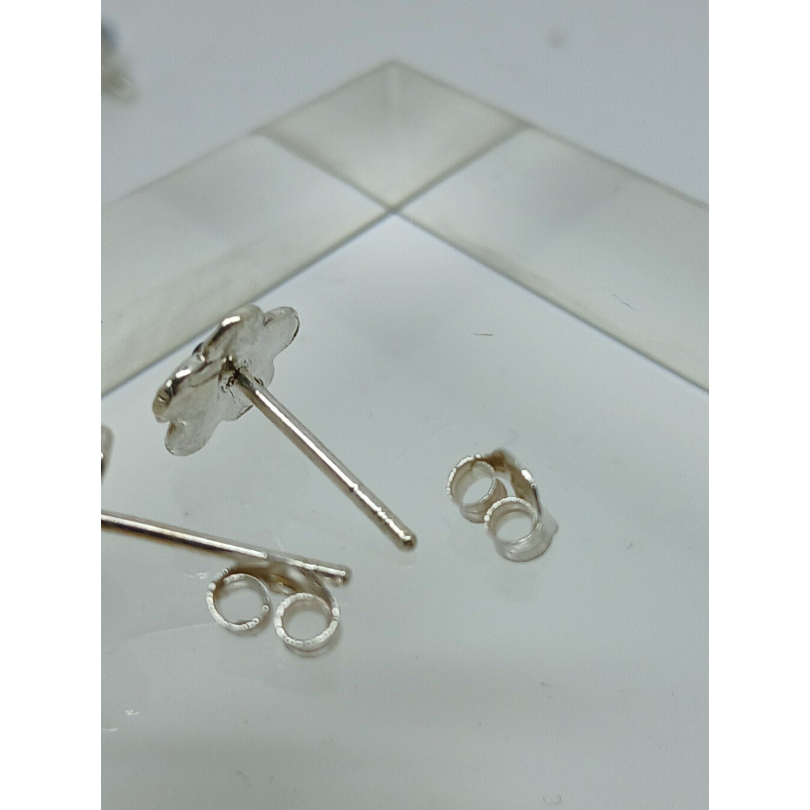 Vintage Estate Jewelry NOS .925 Sterling Silver Light Blue Crystal New Earrings - HoneyThomas.com
