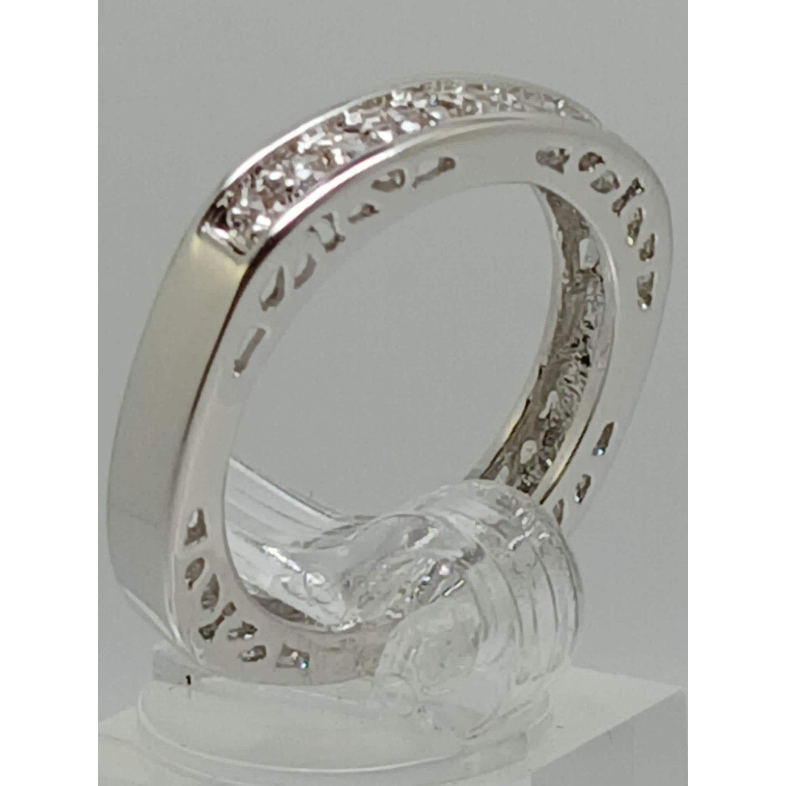 Unique Vintage White Gold GP Round Cut Sim Diamond CZ Stack Wedding Ring Size 8 - HoneyThomas.com
