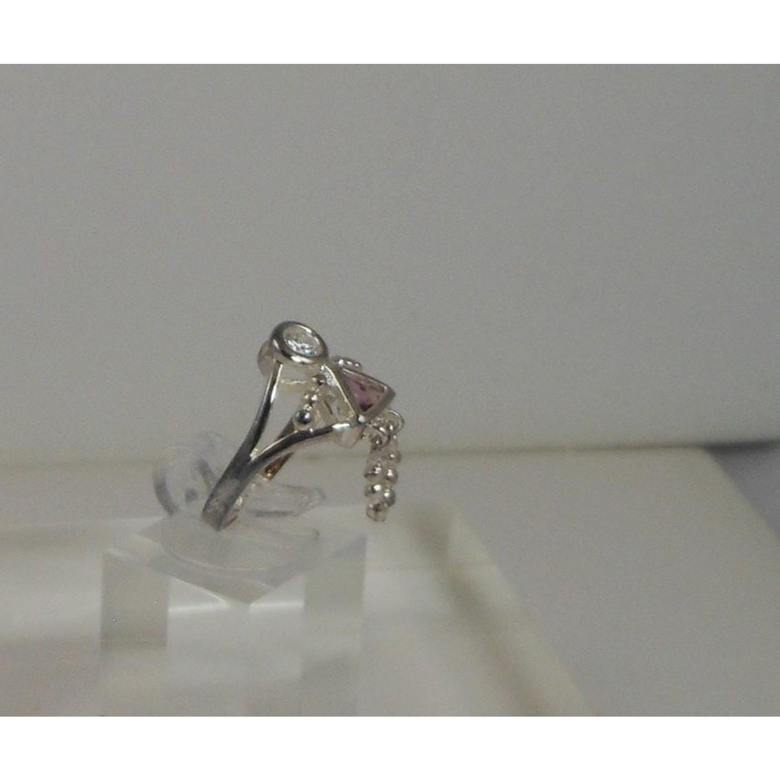 Vintage Sterling Silver Baby Charm Ring Mother Grandmother Sim Diamond Size 6 - HoneyThomas.com