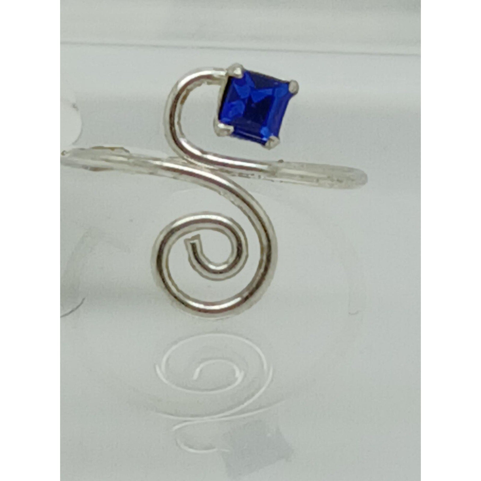 Sexy Blue Crystal Rhinestone Toe Ring Adjustable Size Sterling Silver Gift Boxed
