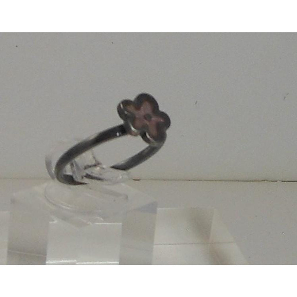 Fun Oxidized Silver Pink Resin Enamel Flower Ring Size 8.25 2g 10mm Wide