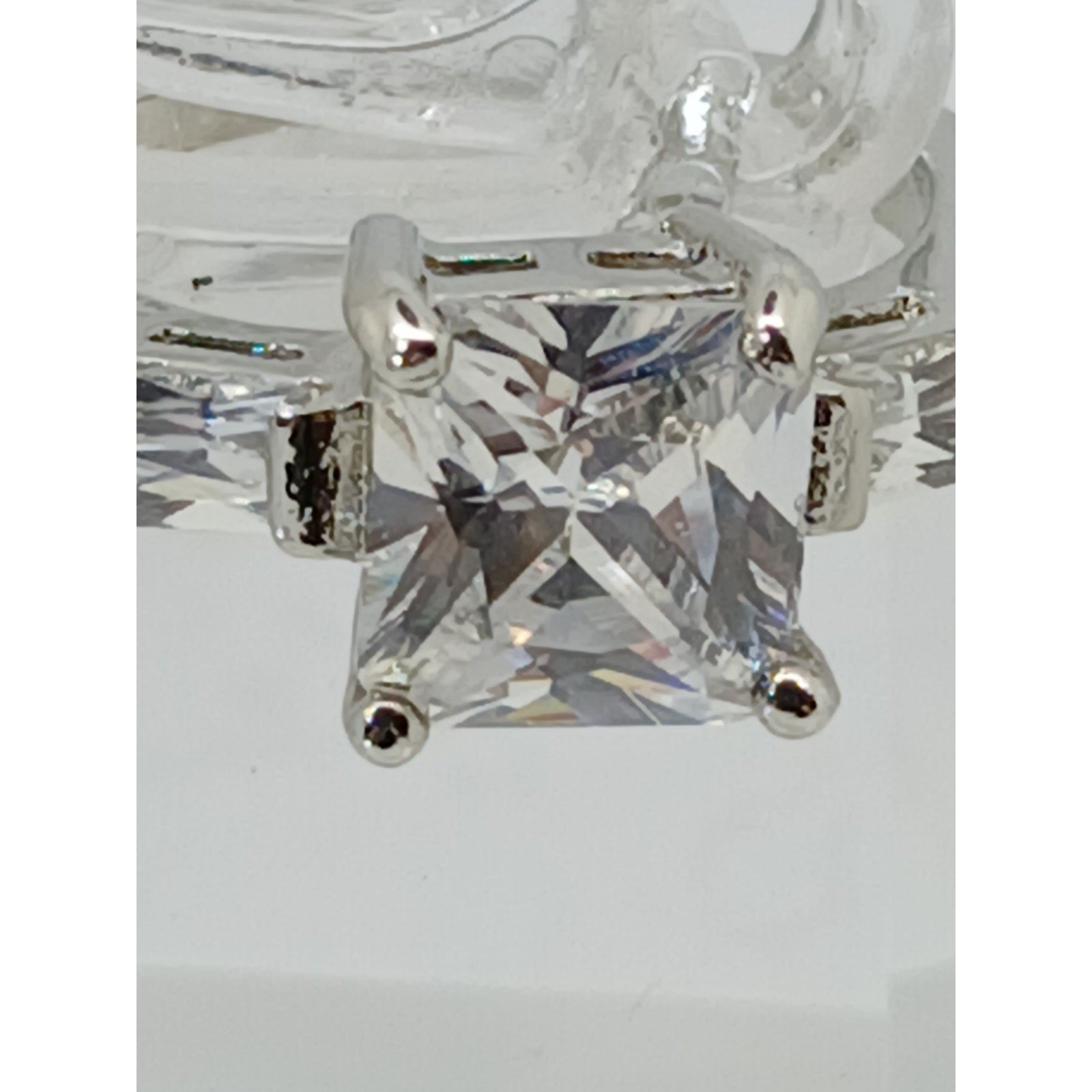 3.5 CT Vintage Princess Cut CZ Engagement Ring Silver Tone White Gold GP Size 10 - HoneyThomas.com