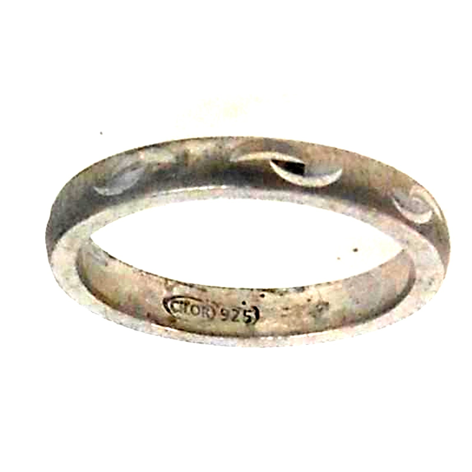 Vintage Handcrafted Sterling Silver Diamond-Cut Ring Size 7.25 3.3g Thailand NOS