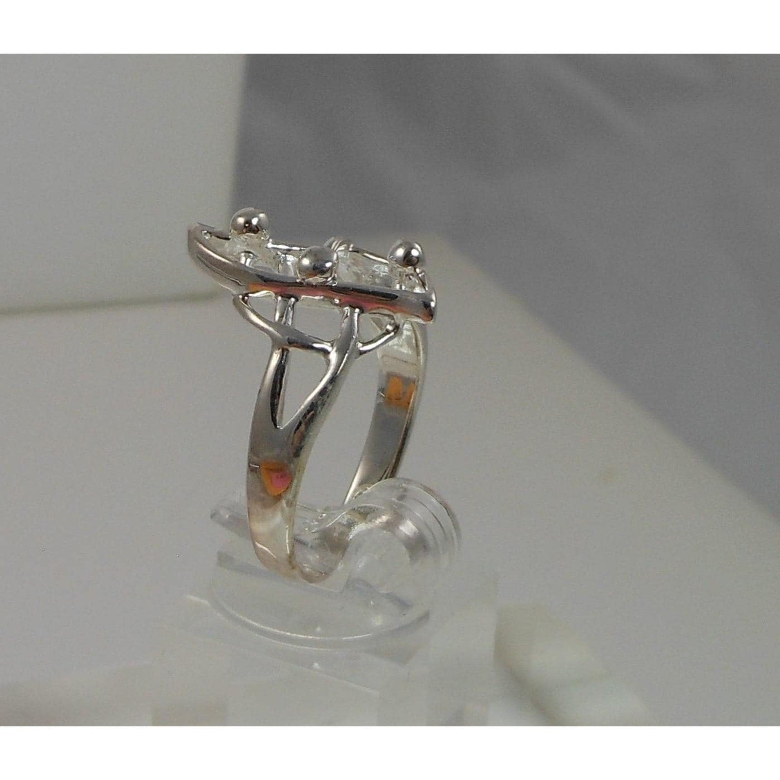 1990's New Unique Vintage Handmade 925 Sterling Silver Artistic Ring Size 7.5