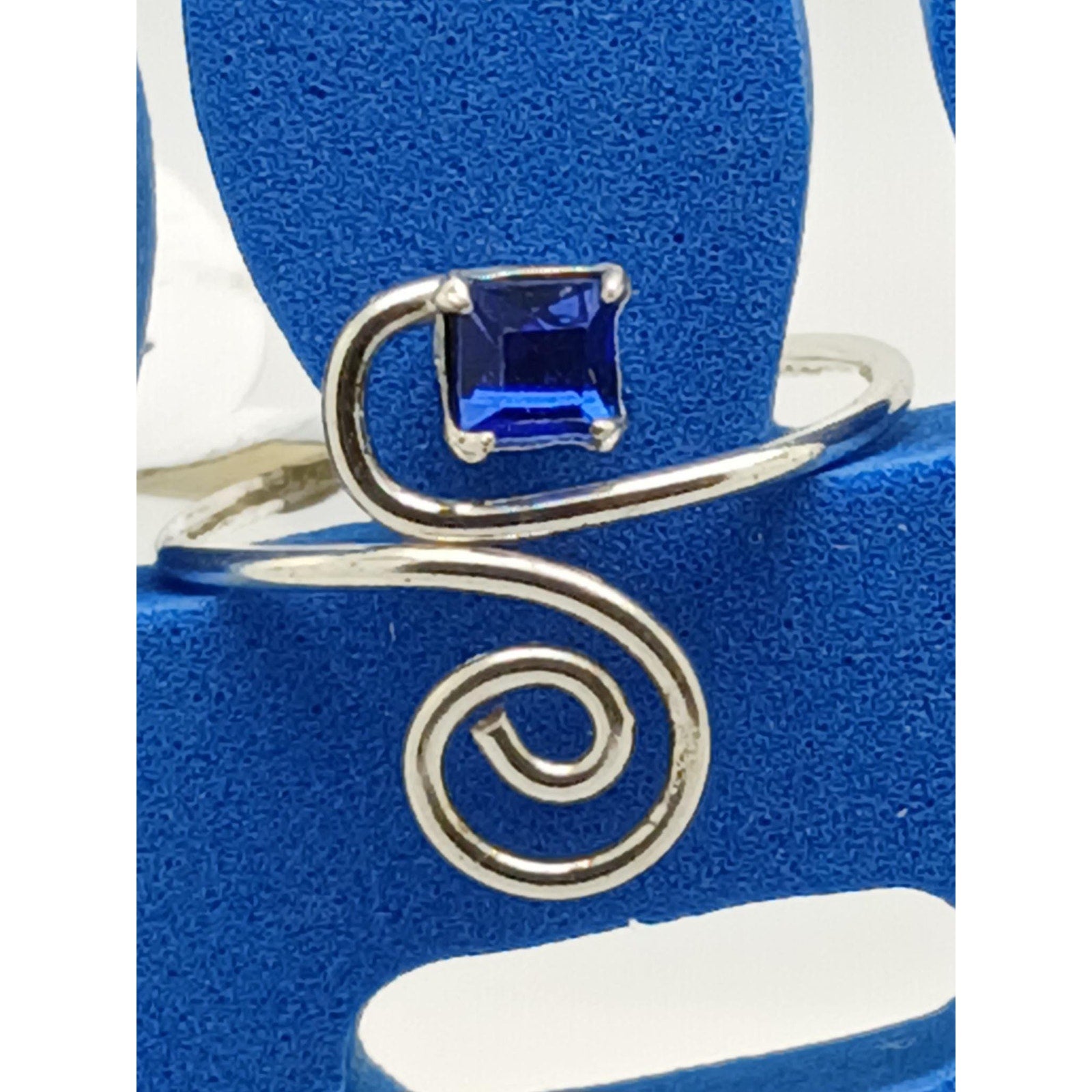 Sexy Blue Crystal Rhinestone Toe Ring Adjustable Size Sterling Silver Gift Boxed
