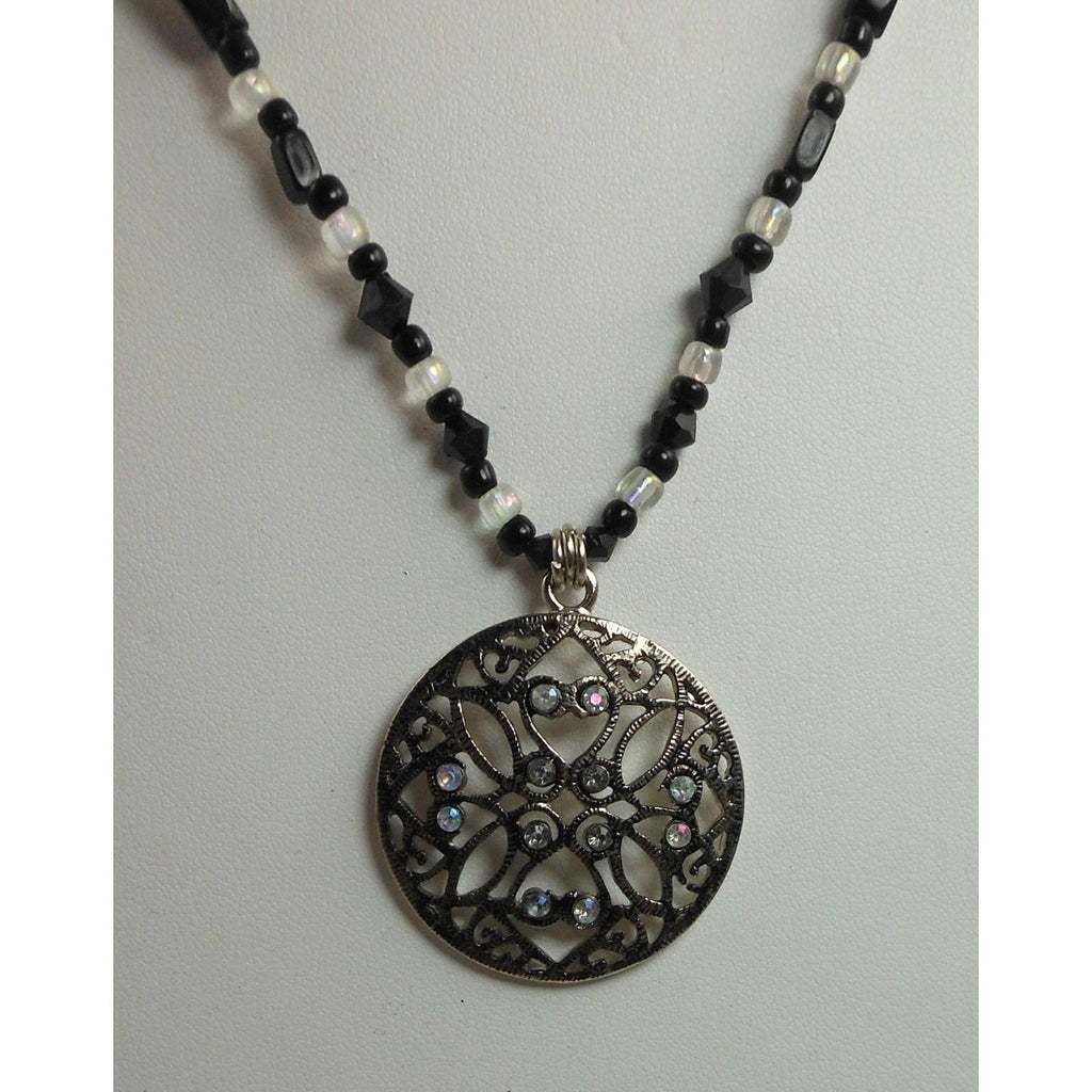 Stunning Handmade Crystal Beaded Pendant Necklace | Unique Jewelry Gift | 20" - HoneyThomas.com