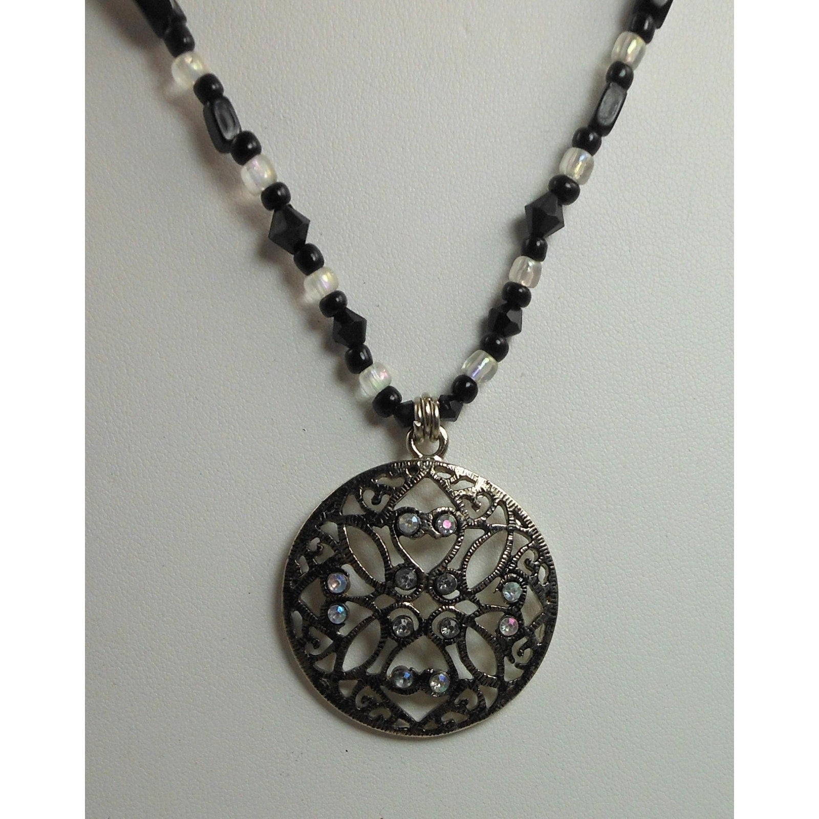 Stunning Handmade Crystal Beaded Pendant Necklace | Unique Jewelry Gift | 20" - HoneyThomas.com
