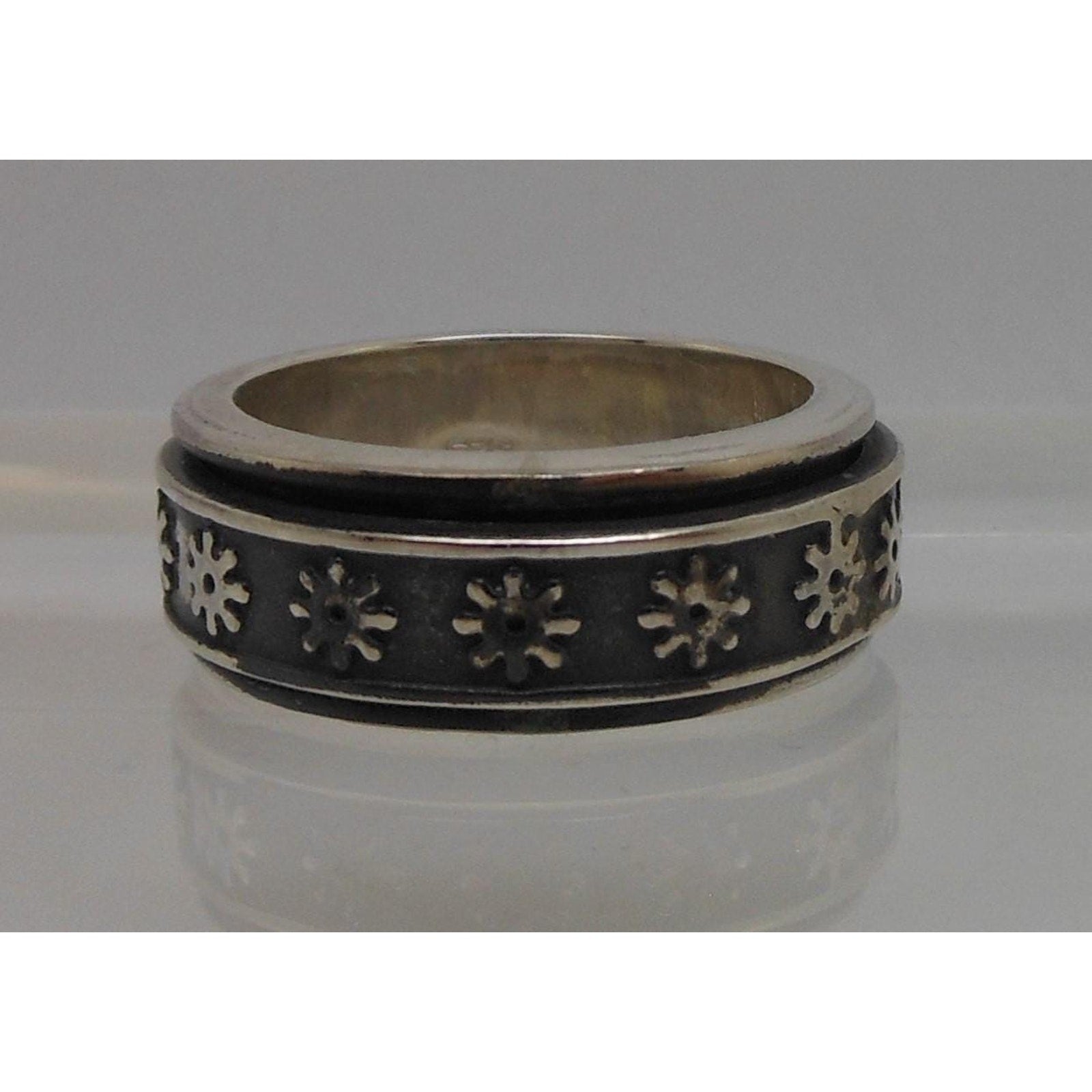 1990's Sterling Silver Spinner Prayer Worry Pinky Ring Size 6 Band Handcrafted