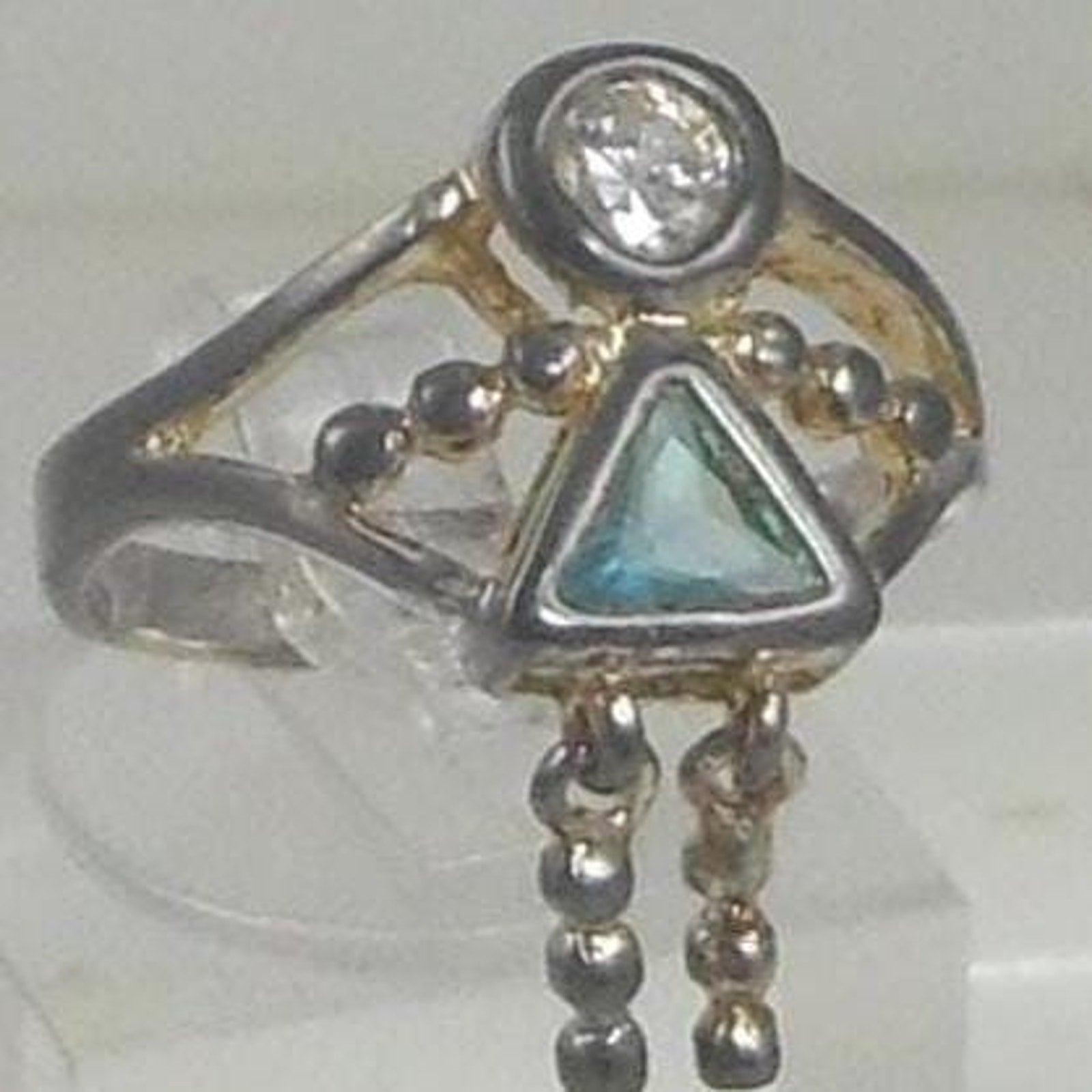 Elegant Sterling Silver Charm Ring Mother Grandmother Vintage Sim Diamond Size 6 - HoneyThomas.com