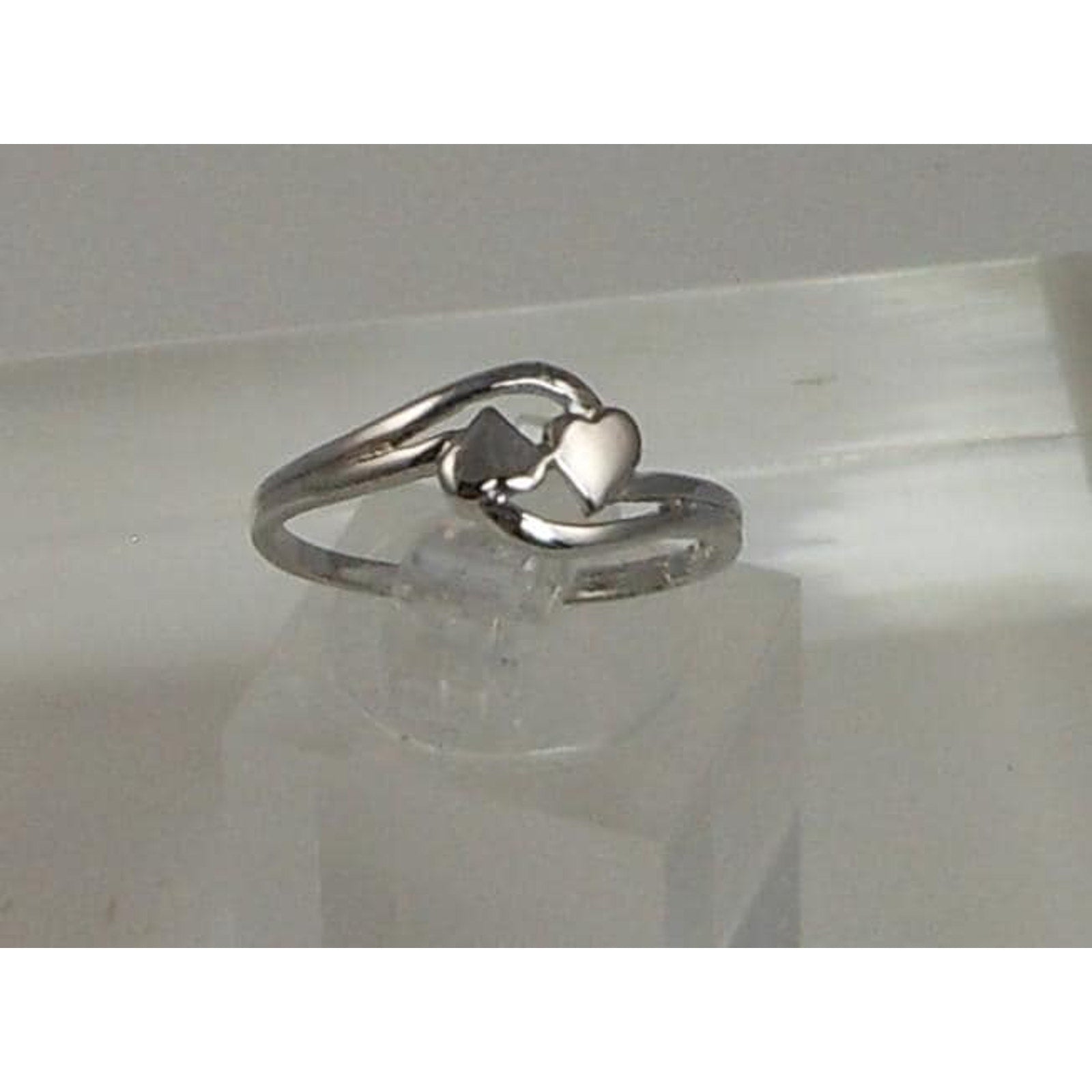 Vintage Double Heart Sterling Silver Ring, Size 7.75, Made in Thailand, 925, 7mm
