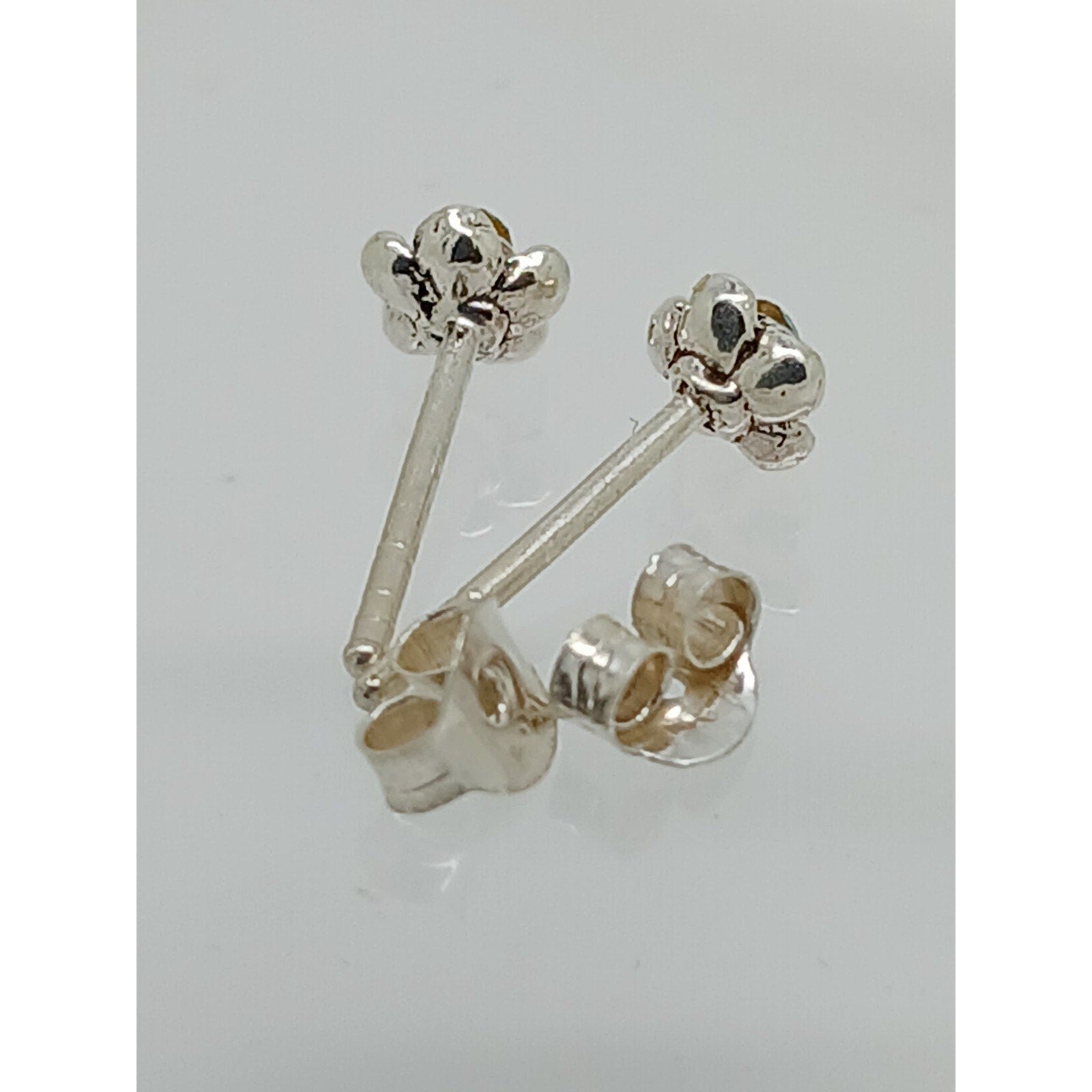 Vintage Estate Jewelry NOS .925 Sterling Silver Sky Blue Rose Crystal Earrings - HoneyThomas.com
