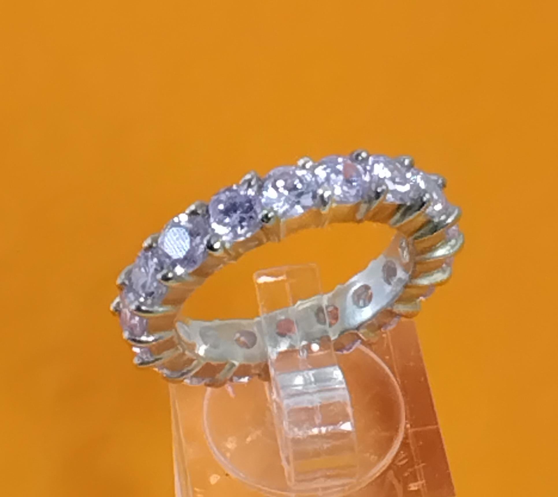 Vintage Sterling Silver CZ Engagement Ring: Handcrafted Anniversary Band, Size 7