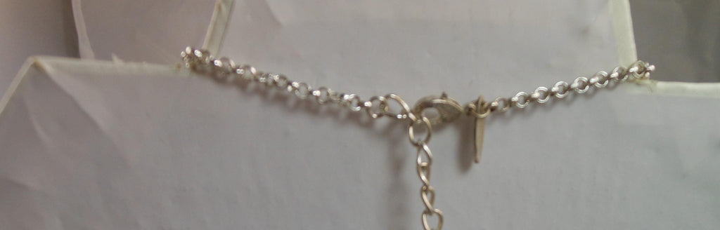 Green Geometric Link Pendant Necklace: Designer Signed NY, 36" Statement Jewelry