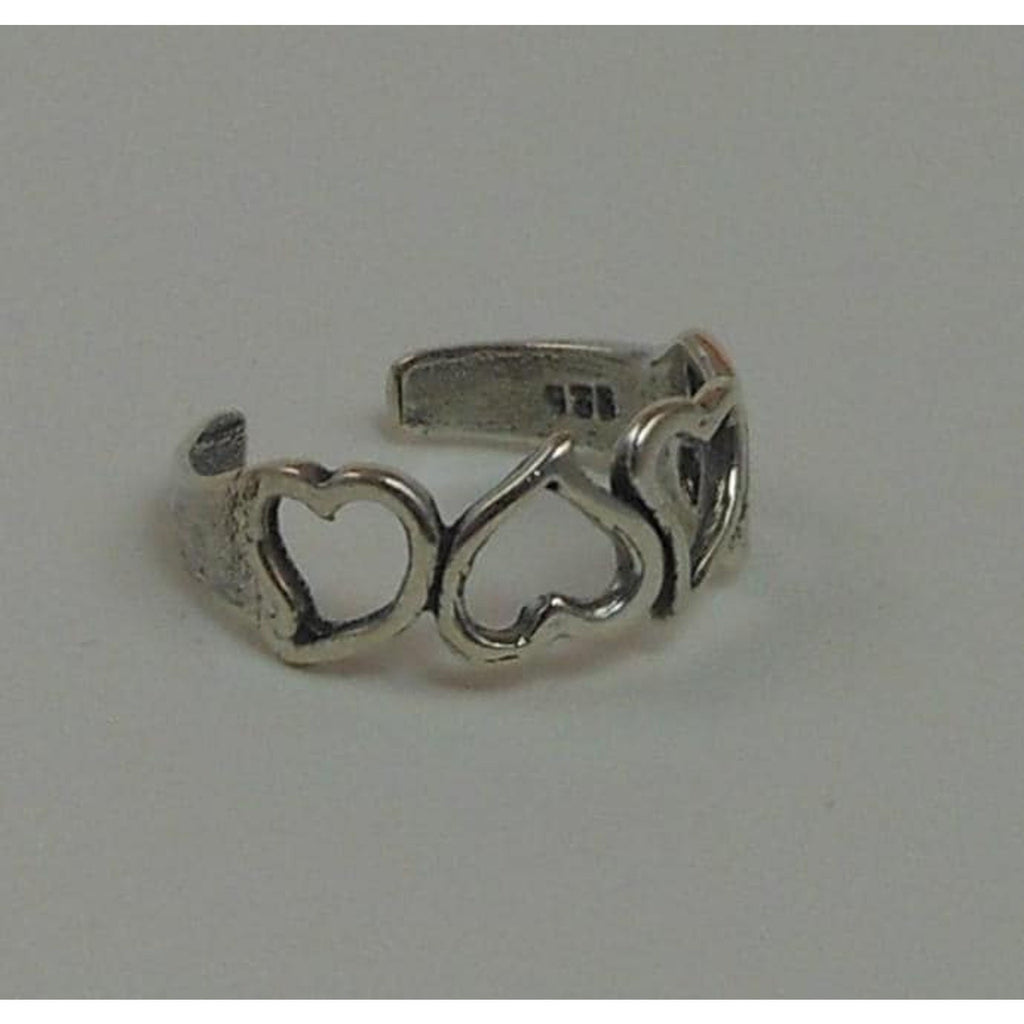 Vintage Sterling Silver Hearts Toe Ring - NOS Boho Jewelry from Thailand, 925 - HoneyThomas.com