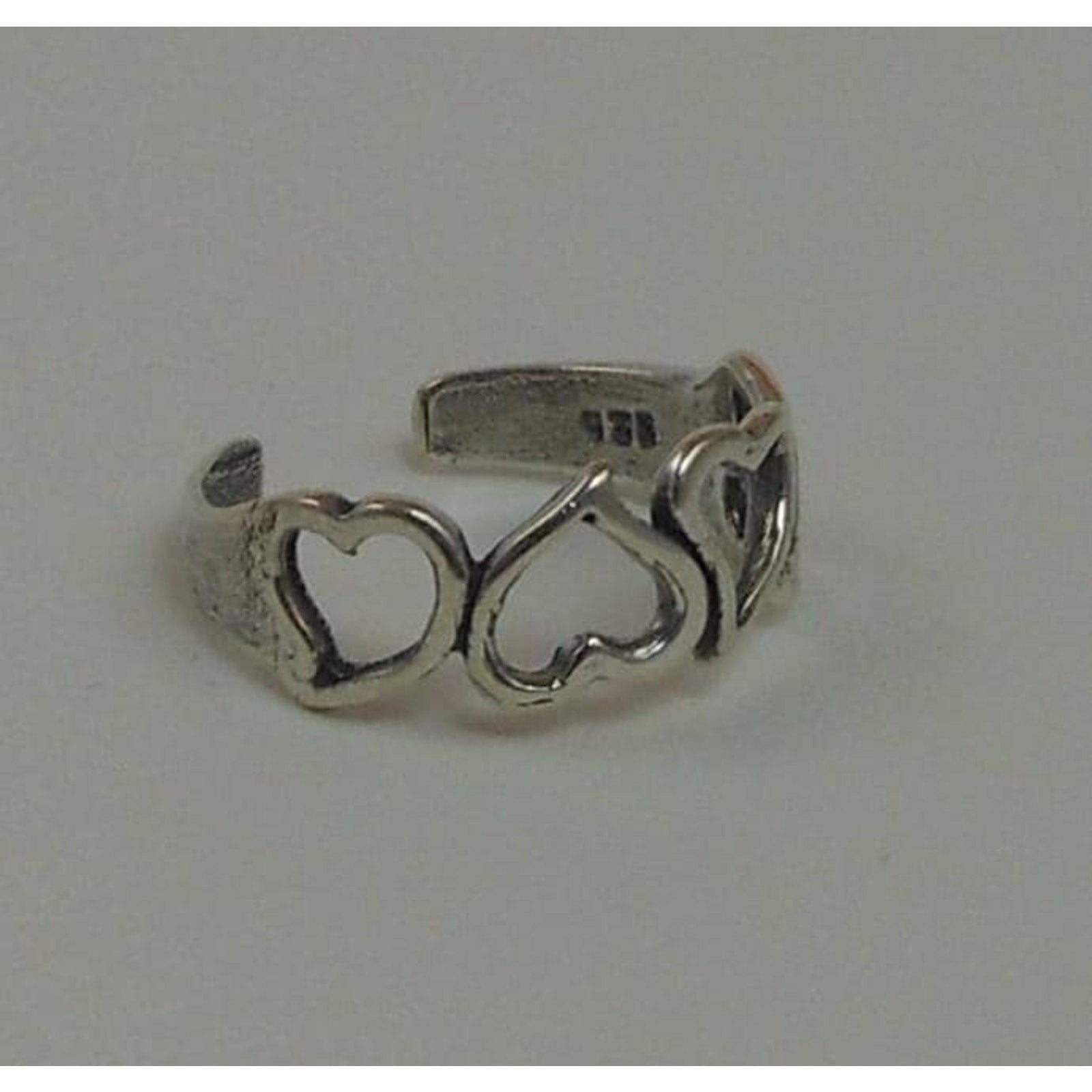 Vintage Sterling Silver Hearts Toe Ring - NOS Boho Jewelry from Thailand, 925 - HoneyThomas.com