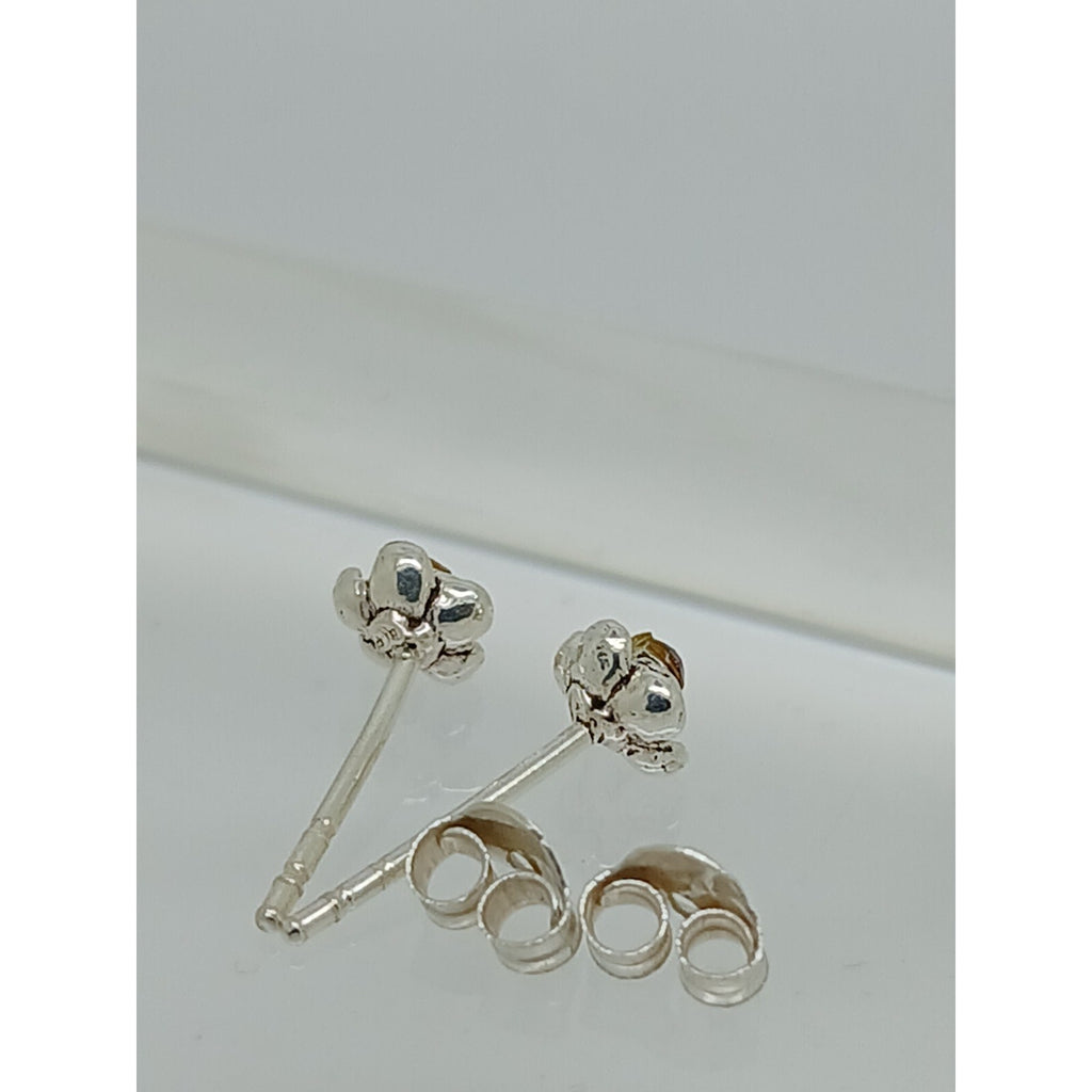 Vintage Estate Jewelry NOS .925 Sterling Silver Purple Rose Crystal Earrings - HoneyThomas.com