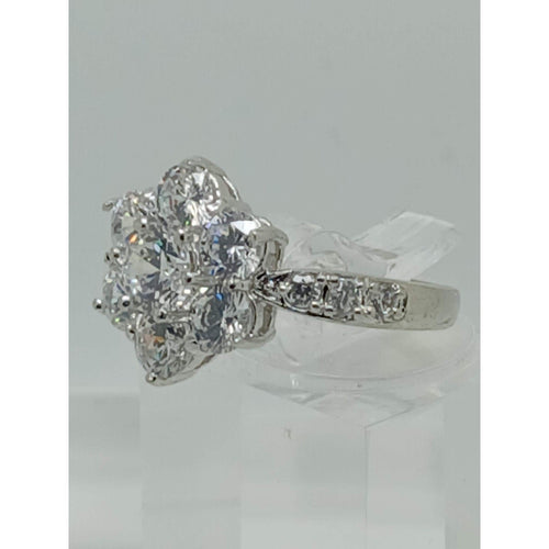 4.06CT Vintage White Gold Plated Floral Cluster Cocktail Engagement Ring Size 6 - HoneyThomas.com