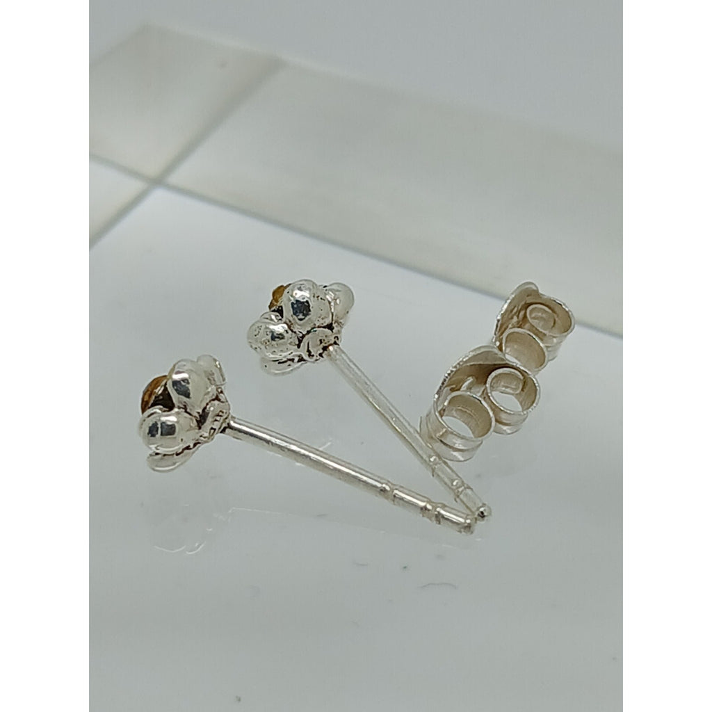 Vintage Estate Jewelry NOS .925 Sterling Silver Purple Rose Crystal Earrings - HoneyThomas.com