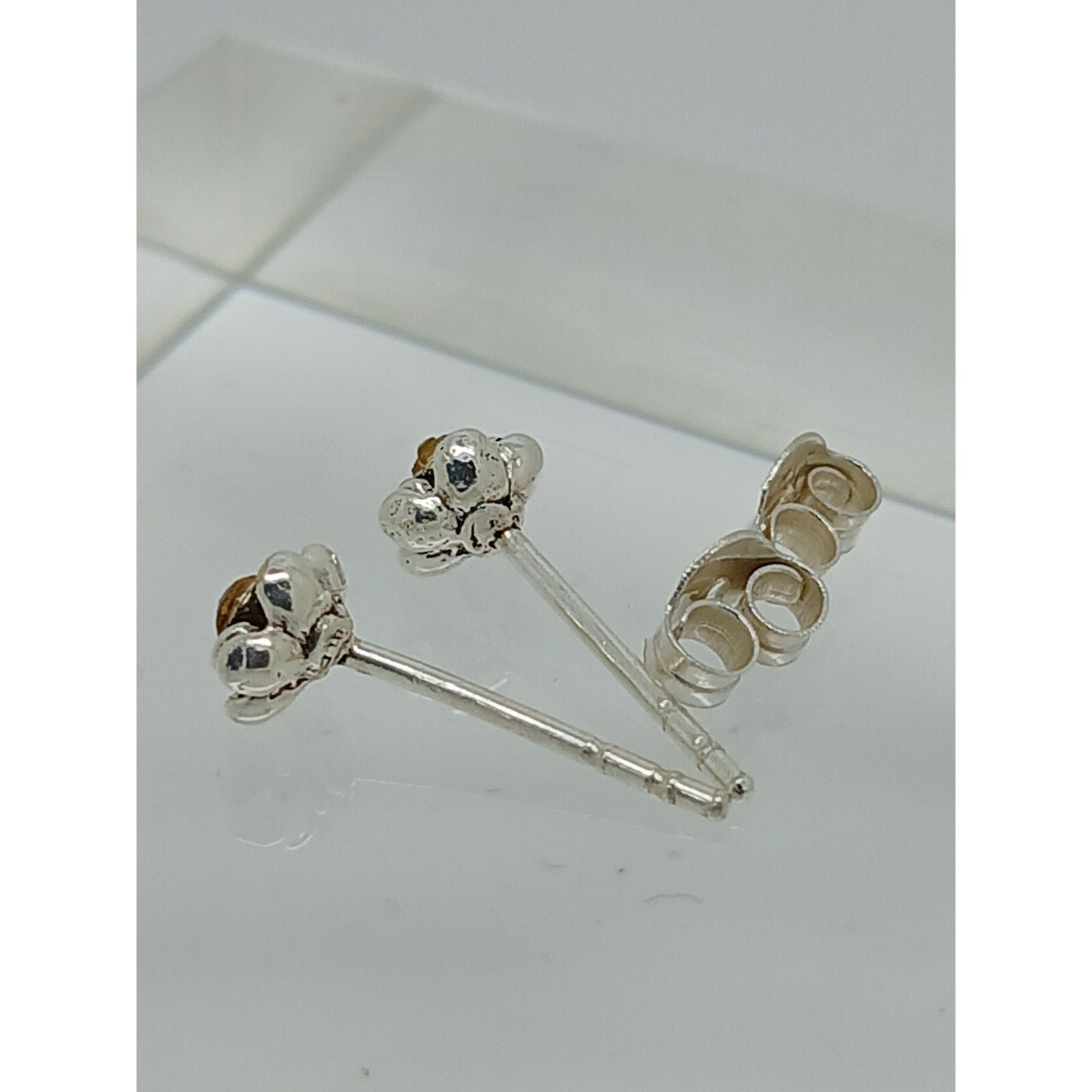 Vintage Estate Jewelry NOS .925 Sterling Silver Purple Rose Crystal Earrings - HoneyThomas.com