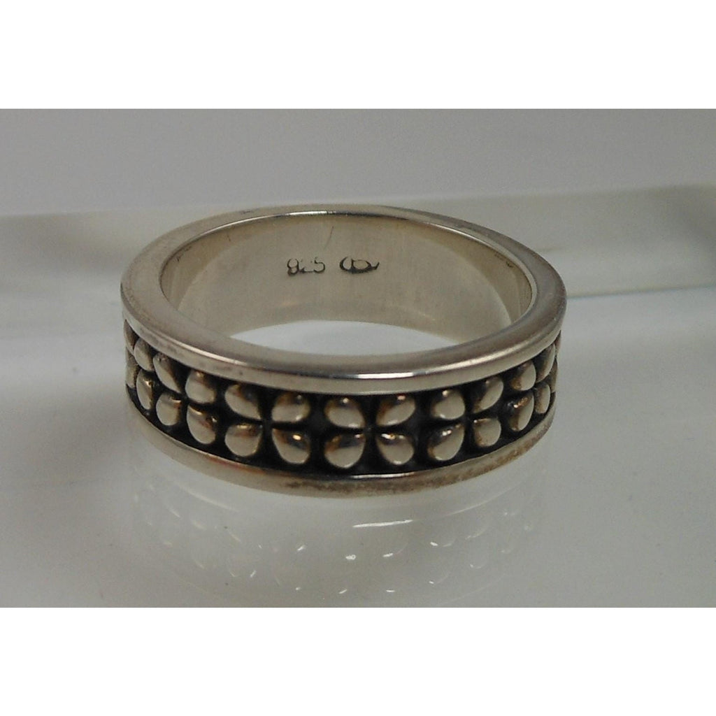 Vintage 1990's Sterling Silver Band Ring Size 7.25 Black Oxidized 6mm Thailand - HoneyThomas.com