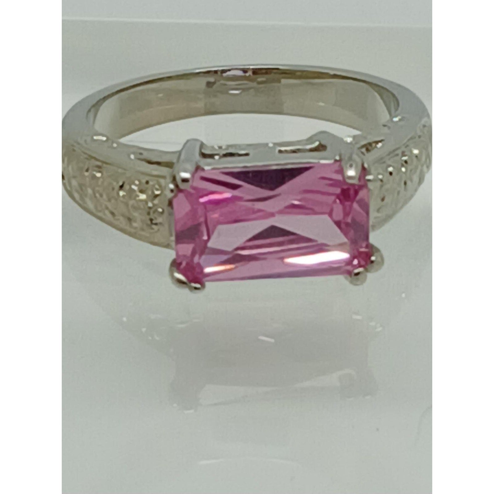 3CT Vintage Gold GP Fancy Pink Radiant Cut Sim Diamond CZ Engagement Ring Size 6 - HoneyThomas.com
