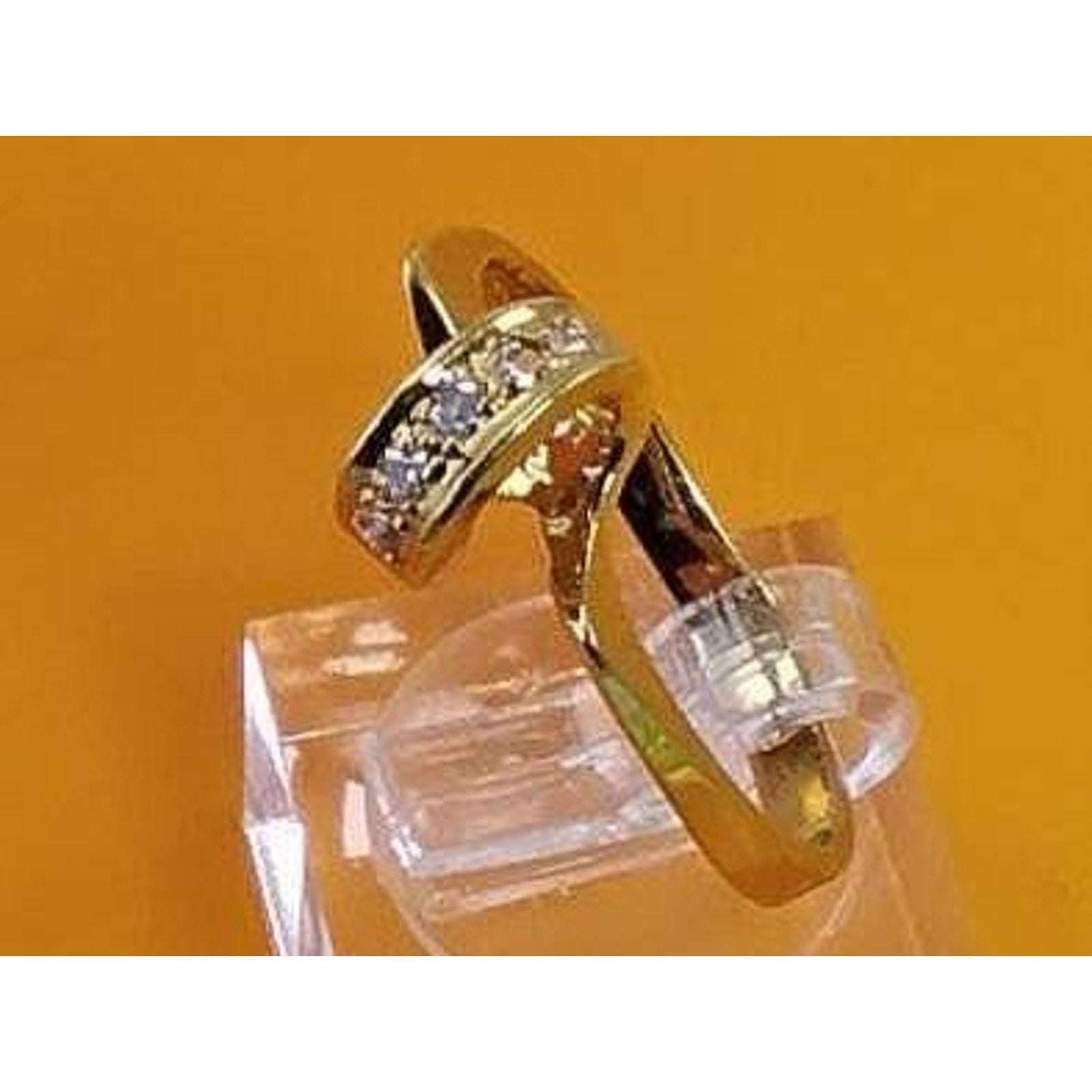 Vintage 1990's NOS 14kt Gold Plated CZ Love Knot Ribbon Stack Band Ring Size 10