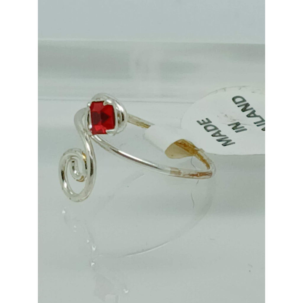 Sparkling Swirly Sexy Ruby Red Crystal Rhinestone Toe Ring - Adjustable Size, Sterling Silver, New Gift Box, Free Shipping Over 35