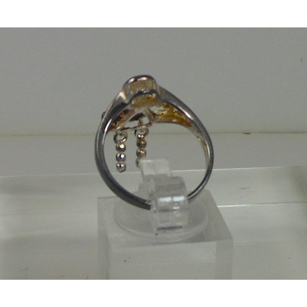 Elegant Vintage Sterling Silver Birthstone Charm Ring Mother Grandmother Size 7