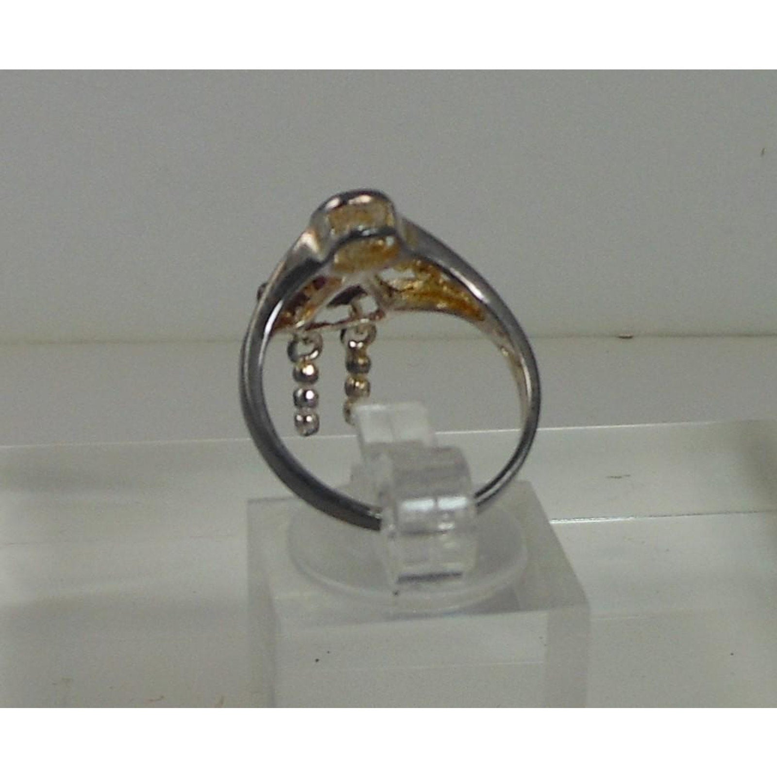 Elegant Vintage Sterling Silver Birthstone Charm Ring Mother Grandmother Size 7