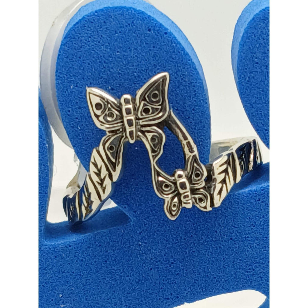 1990s Vintage Sterling Silver Butterfly Flower Toe Ring Handcrafted Darling Fun - HoneyThomas.com