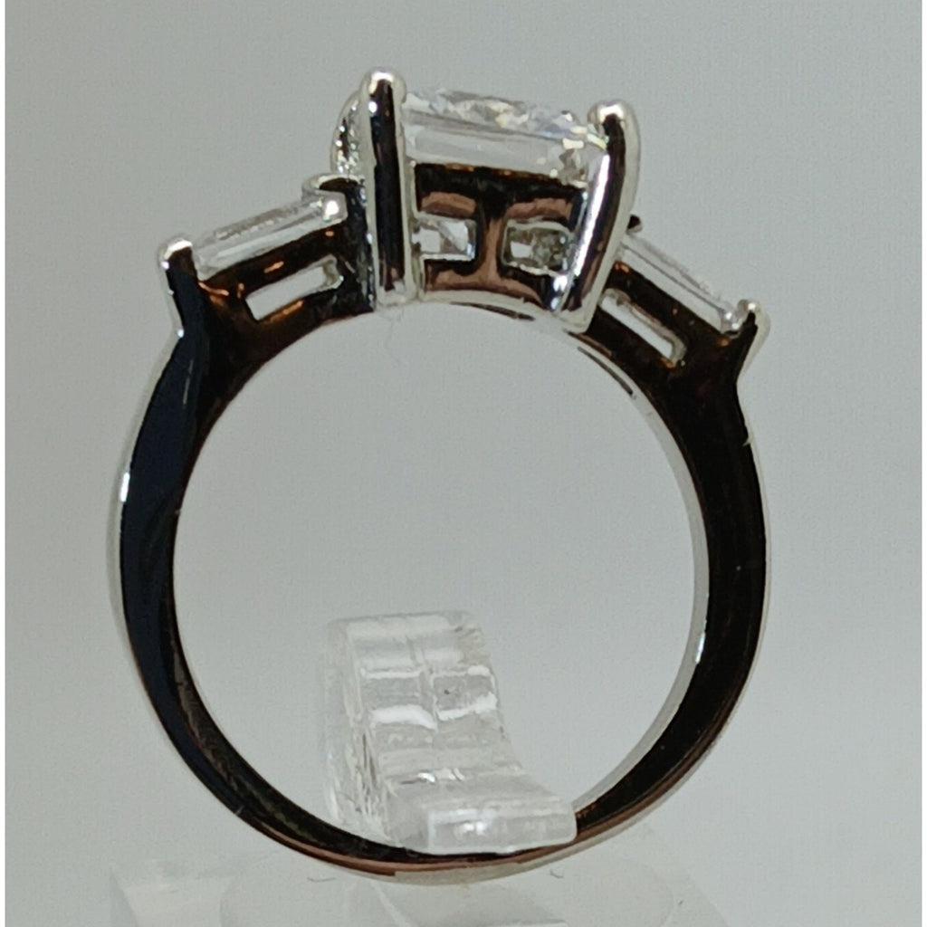 3.5 CT Vintage Princess Cut CZ Engagement Ring Silver Tone White Gold GP Size 10 - HoneyThomas.com