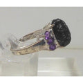 Handcrafted Sterling Silver Ring with Natural Amethyst Chalcedony Size 8 5.7gram