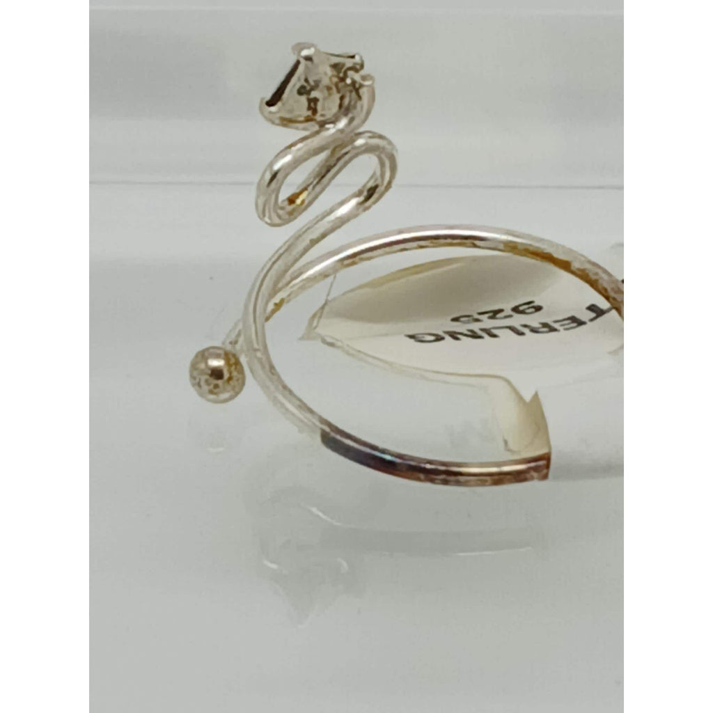 Sexy Swirly Black Crystal Rhinestone Toe Ring Adjustable Size Sterling Silver