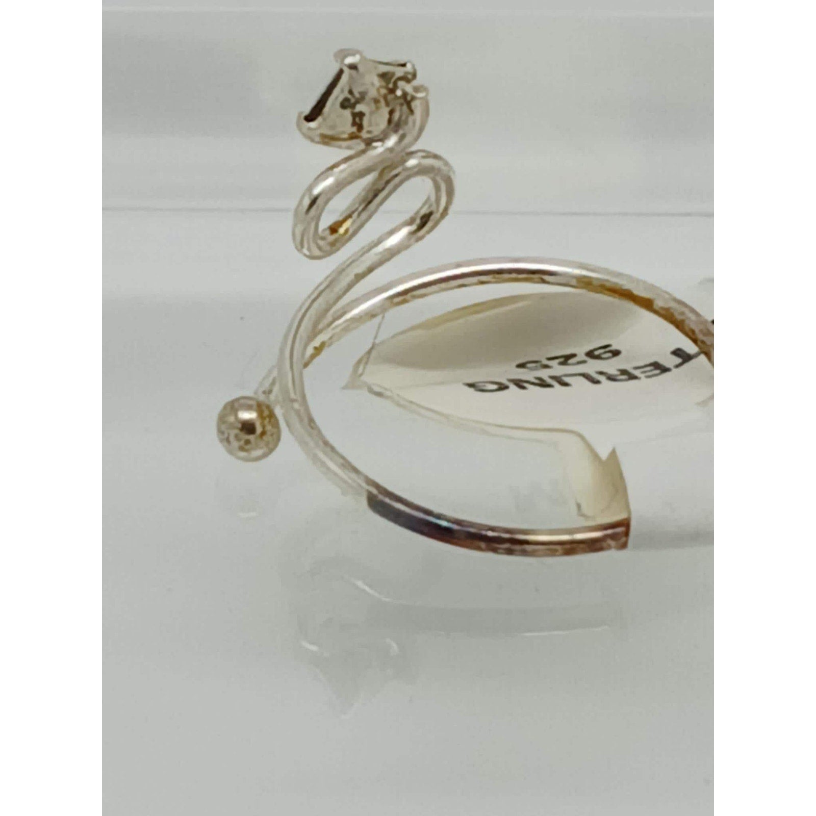 Sexy Swirly Black Crystal Rhinestone Toe Ring Adjustable Size Sterling Silver