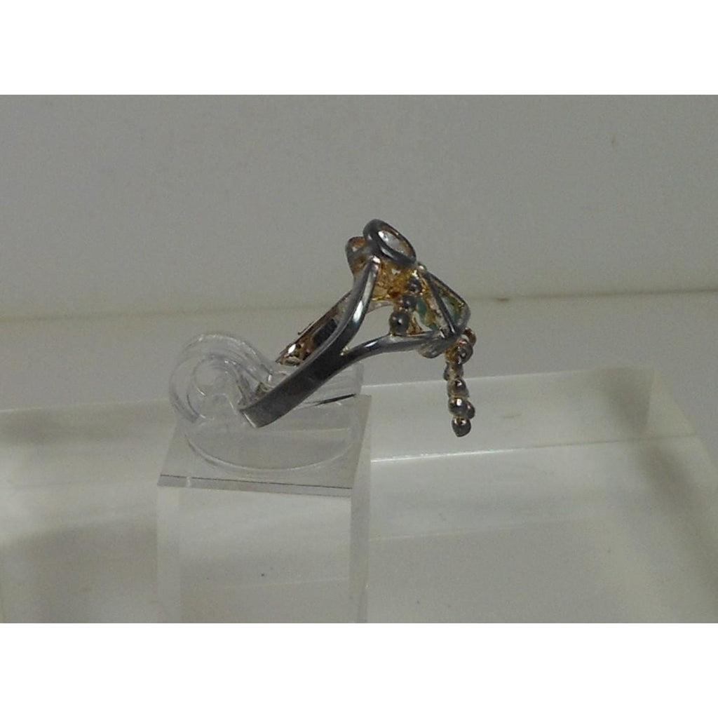 Elegant Sterling Silver Charm Ring Mother Grandmother Vintage Sim Diamond Size 6