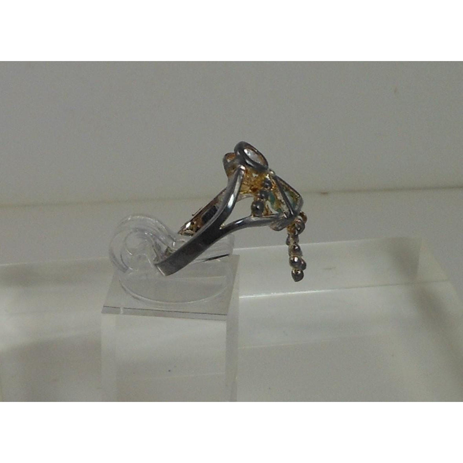 Elegant Sterling Silver Charm Ring Mother Grandmother Vintage Sim Diamond Size 6