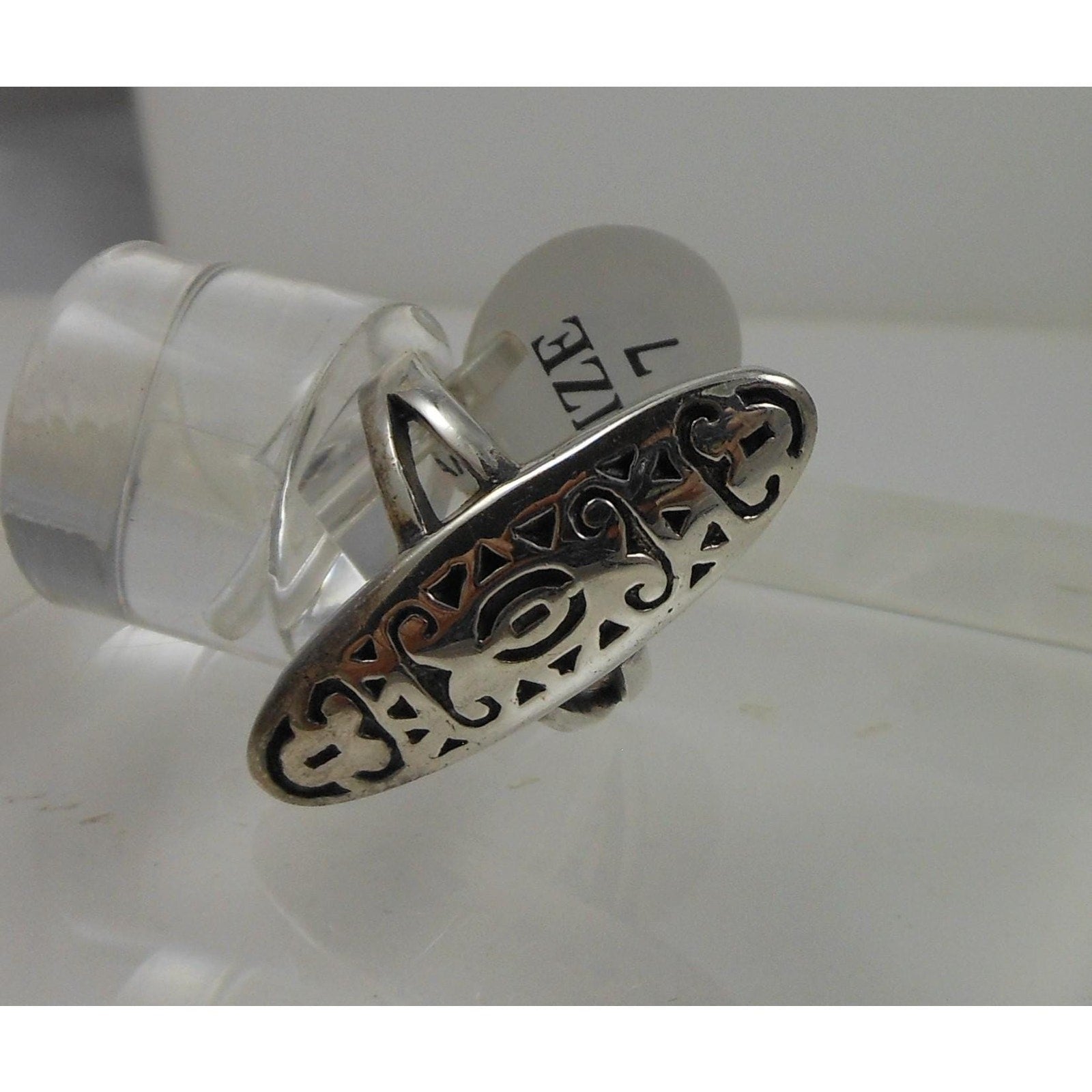 1990's Sterling Silver Statement Tribal Boho Ring Size 7 - HoneyThomas.com