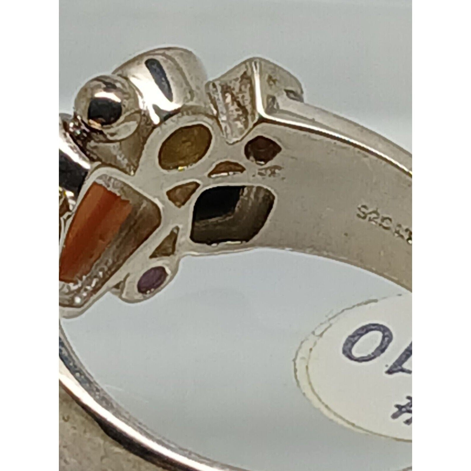 Vintage 1990's Sterling Silver Gemstone Ring Size 10 Lapis MOP Amethyst Topaz - HoneyThomas.com