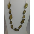 Green Geometric Link Pendant Necklace | Long 36 Silver Necklace | Designer - HoneyThomas.com