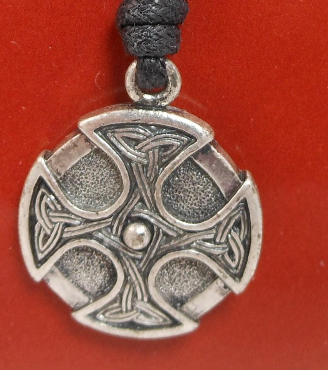 Vintage Celtic Knot Necklace: Sacred Symbol Pendant, 24" Cord