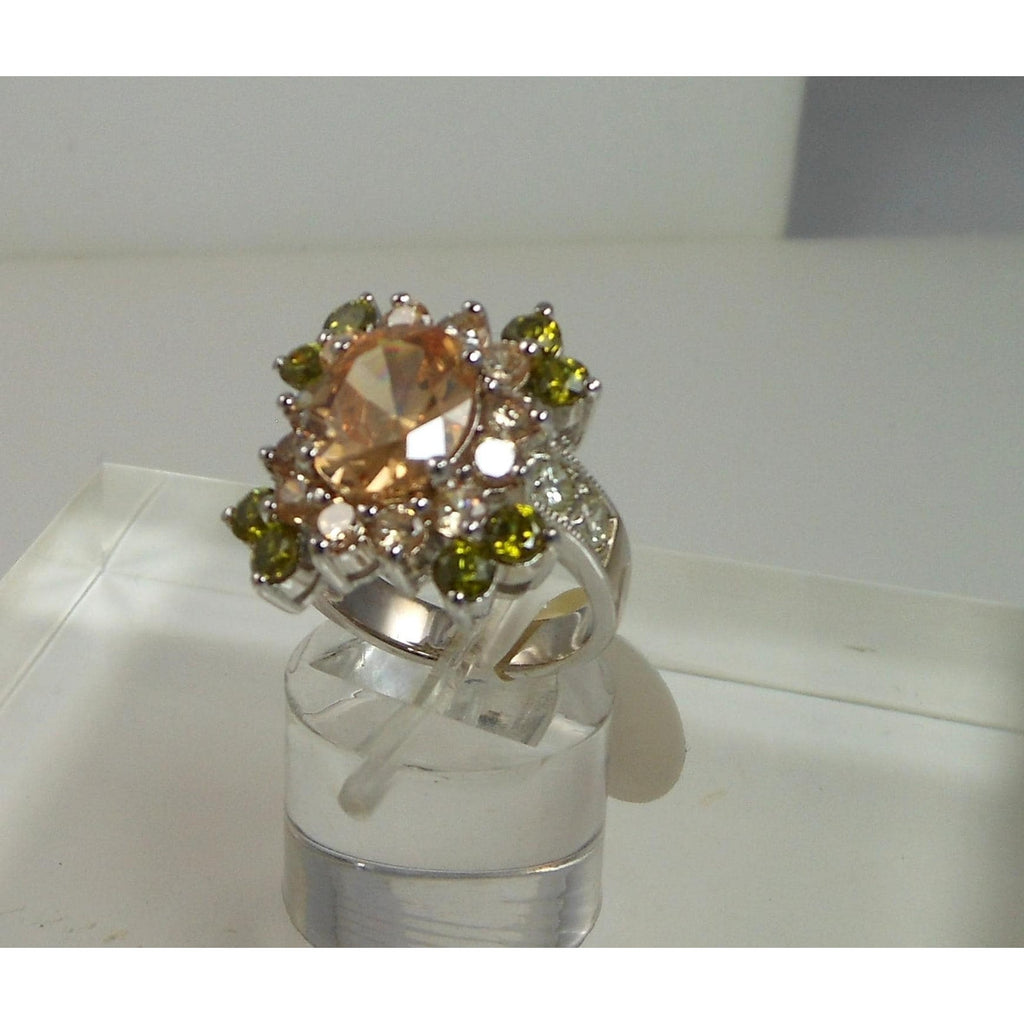 Elegant Vintage Sterling Silver CZ Cocktail Ring Size 6 9.1g Thailand 925 Stamp