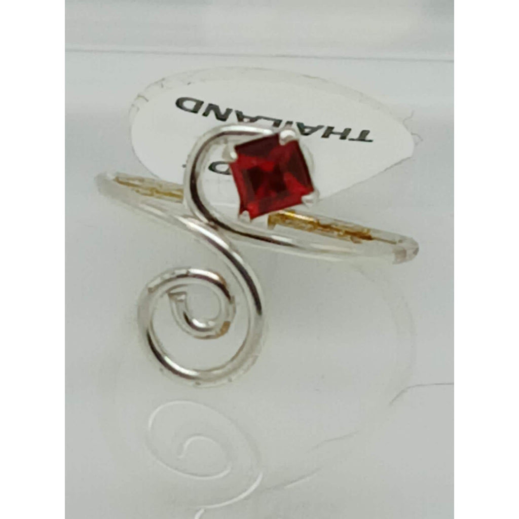 Sexy Ruby Red Crystal Rhinestone Toe Ring Adjustable Size Sterling Silver NEW - HoneyThomas.com