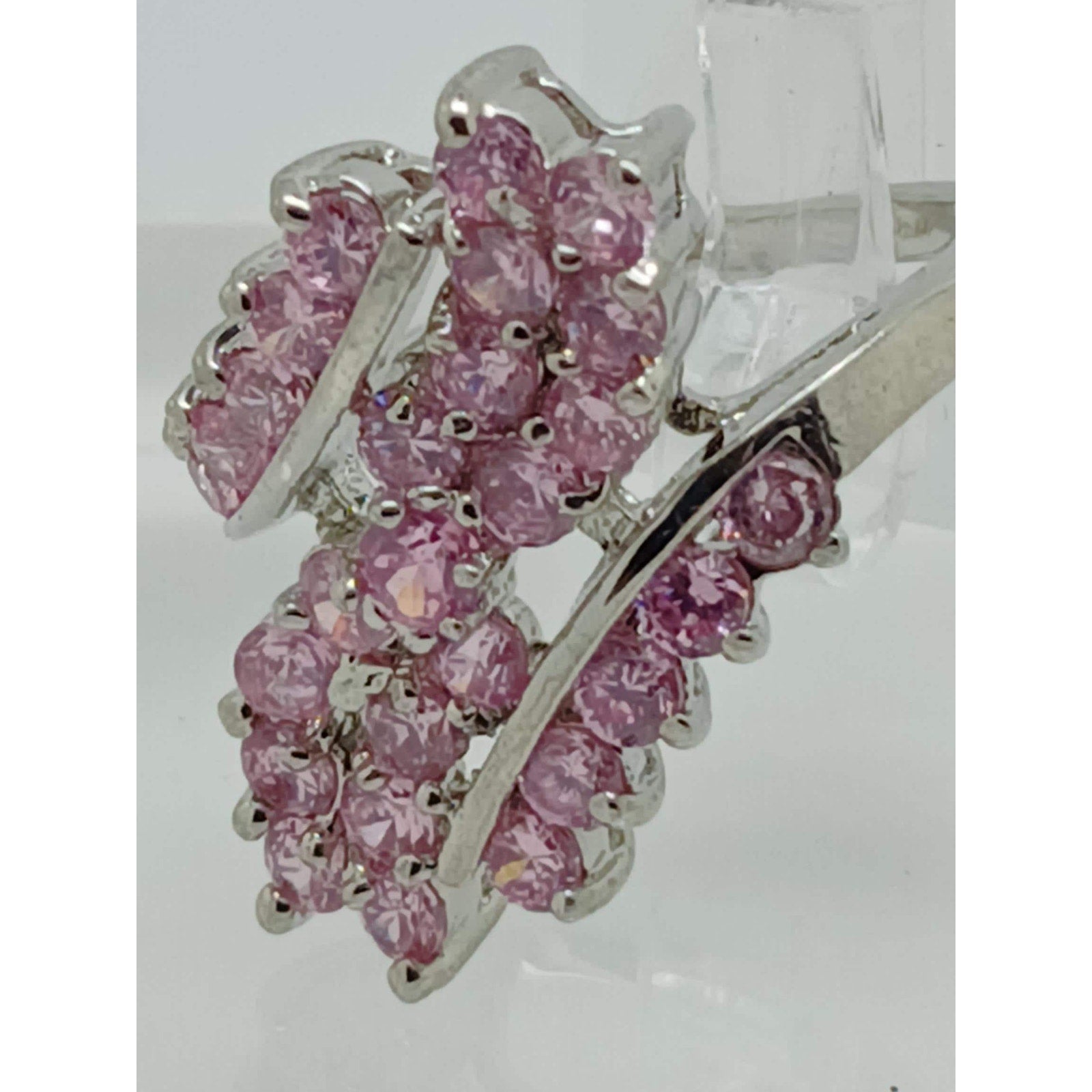 3.80CT Vintage Gold Plated Pink Sim Diamond CZ Cocktail Statement Ring Size 7.5